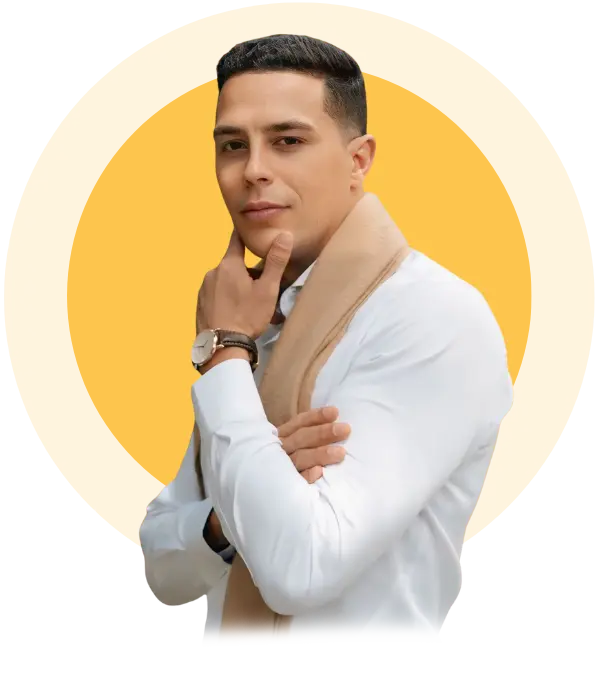 pedro gomez with circle yellow gold background